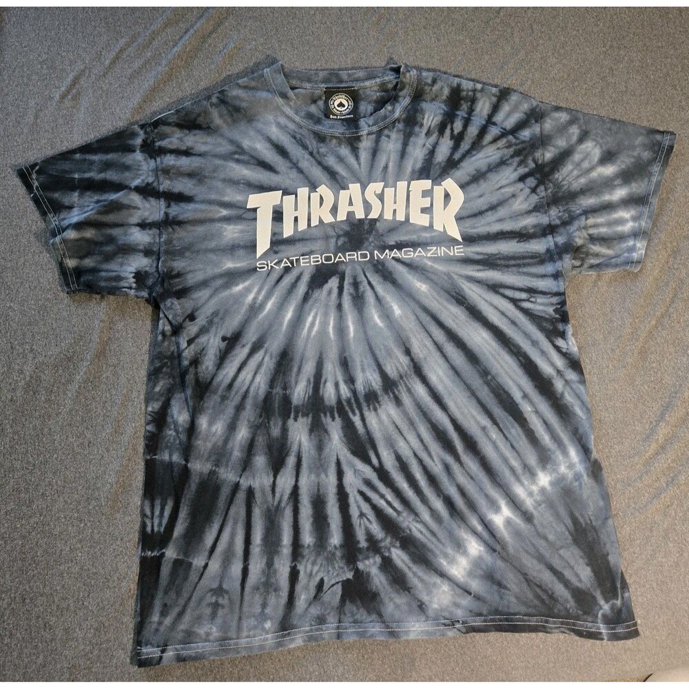 Thrasher Y2k Skakeboard Magazine T Shirt Tie Dye Short Sleeve Grunge Men Medium